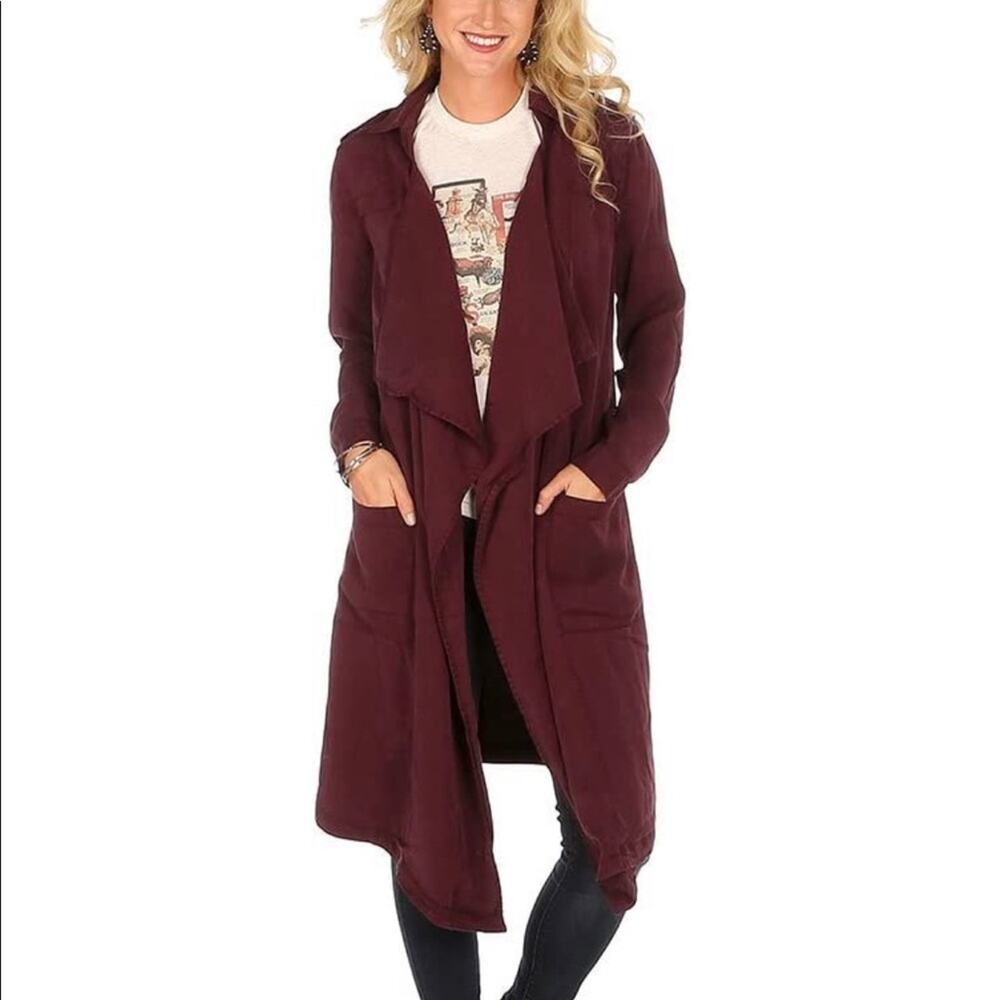 DEAR JOHN Women's Danielle Dark Berry Long Drape Cardigan